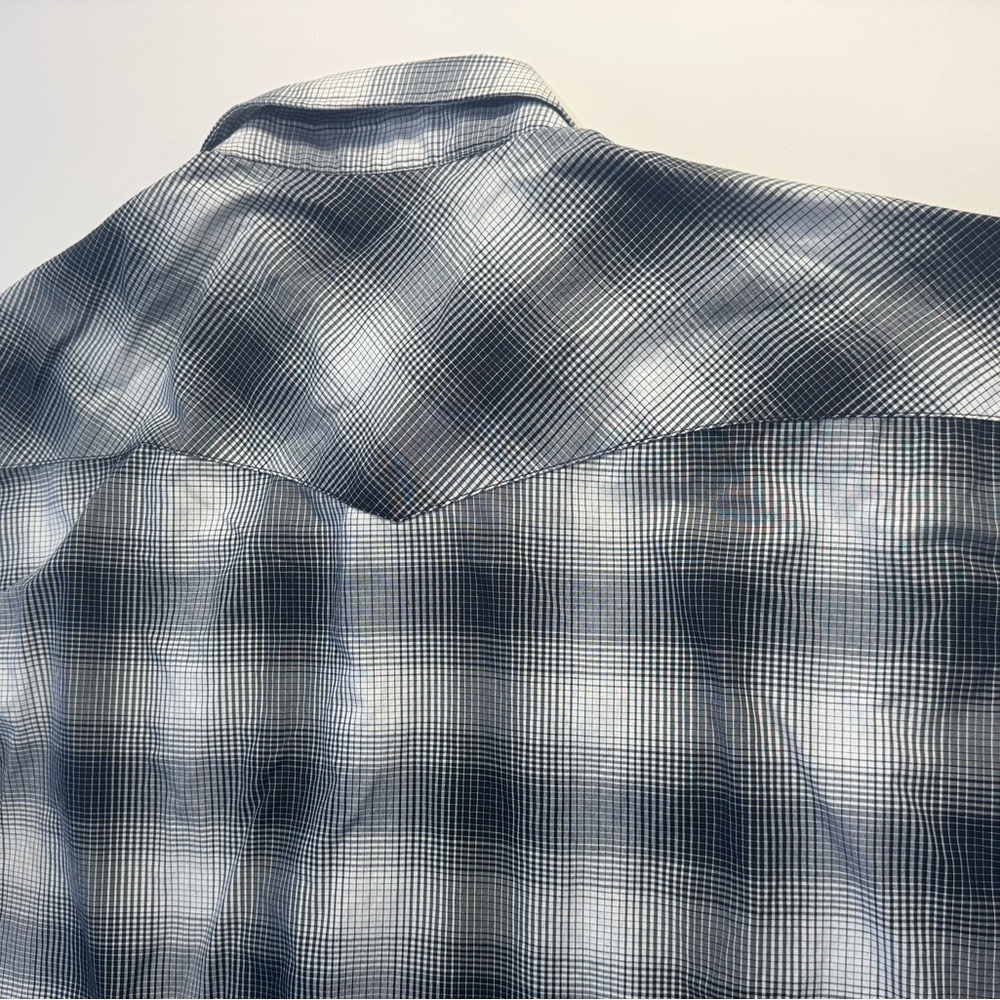 Cowboy Legend Western Snap Shirt XL Blue Plaid Long Sleeve Pearl Snaps - Picture 7 of 12